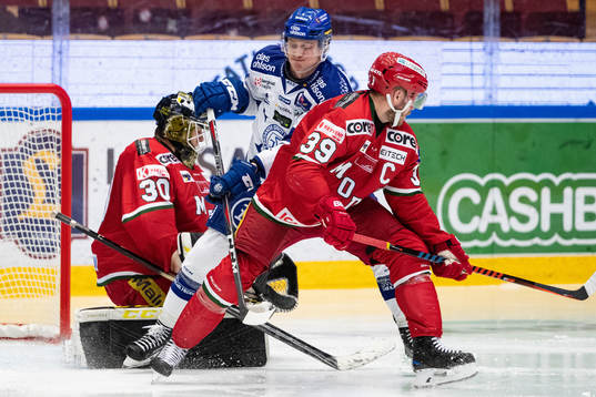 Modos målvakt Linus Lundin och Leksands Martin Karlsson