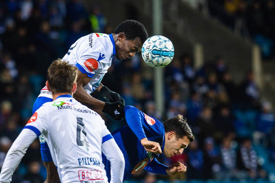 Ben Kantie Karamoko of Haugesund and Mats Lillebo of Ranheim