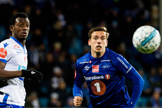 Ben Kantie Karamoko of Haugesund and Mats Lillebo of Ranheim