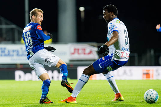 Kristoffer Løkberg of Ranheim and Ben Kantie Karamoko of