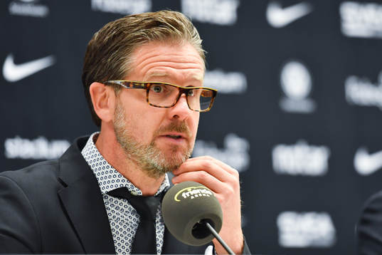 s tränare Rikard Norling på presskonferensen