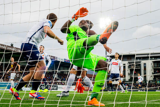 Goalkeeper Georges Bokwé of Mjøndalen