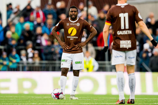 Olivier Occéan of Mjøndalen looks dejected