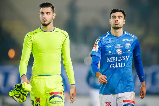 Trelleborgs målvakt Marko Johansson och Deniz Hümmet