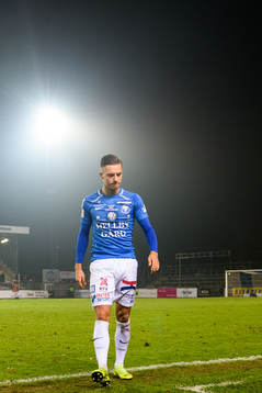 Trelleborgs Felix Hörberg deppar när han lämnar planen