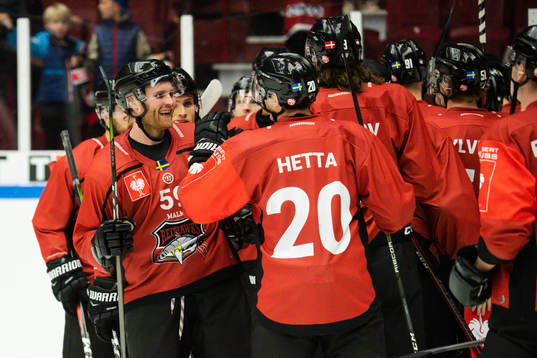 Anton Mylläri of Malmö Redhawks celebrates with teammates