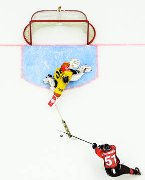 Emil Sylvegård of Malmö Redhawks in action against