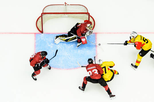 Goalkeeper Lars Volden of Malmö Redhawks saves against