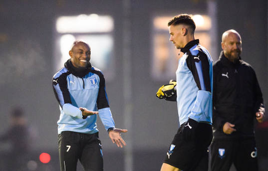 Fouad Bachirou and Marcus Antonsson of Malmö FF