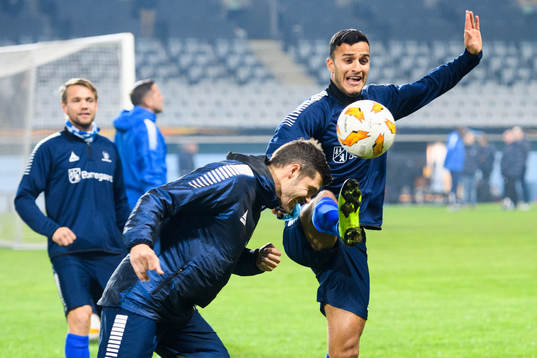Joachim Thomassen and Harmet Singh of Sarpsborg 08