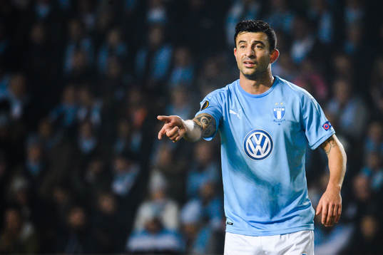 Behrang Safari of Malmö FF reacts
