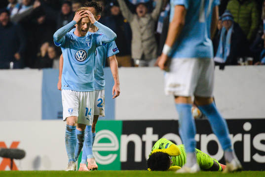 Anders Christiansen of Malmö FF looks dejected