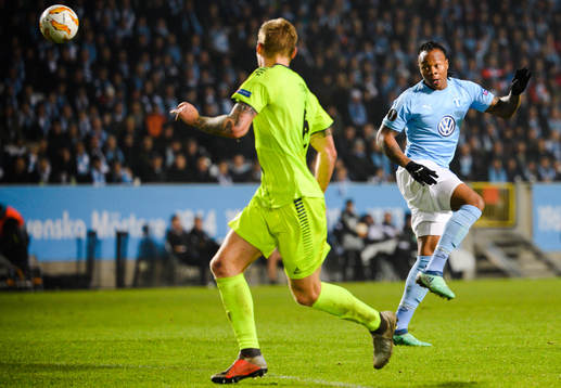 Carlos Strandberg of Malmö FF looks dejected