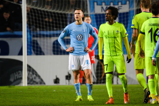 Arnór Ingvi Traustason of Malmö FF looks dejected