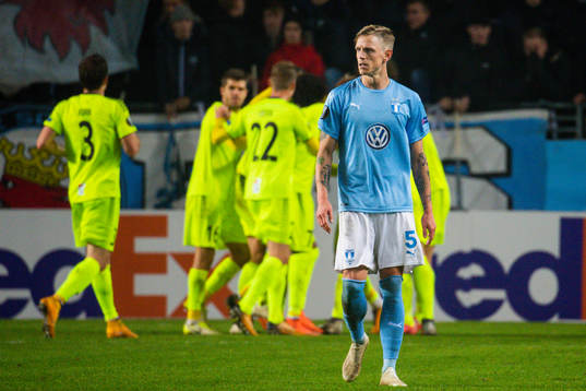 Sören Rieks of Malmö FF looks dejected