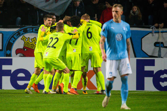 Sören Rieks of Malmö FF looks dejected while Sarpsborg 08