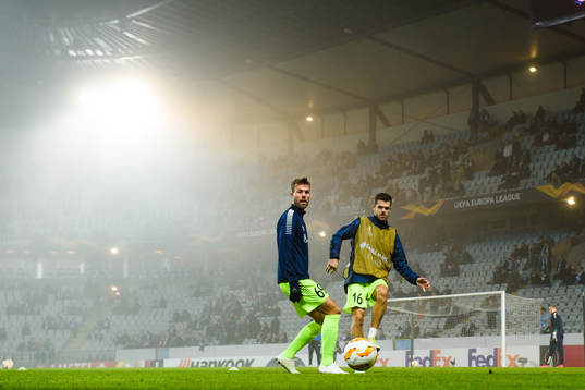 Patrick Mortensen and Joachim Thomassen of Sarpsborg 08