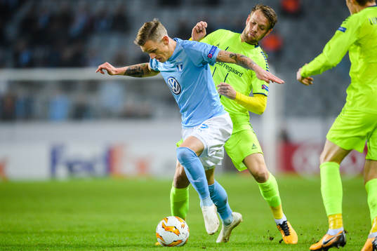 Sören Rieks of Malmö FF and Matti Lund Nielsen of