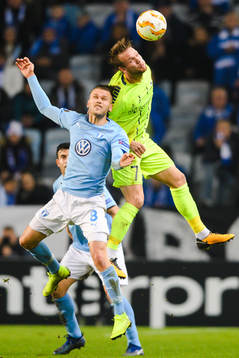 Arnór Ingvi Traustason of Malmö FF and Ole Jørgen