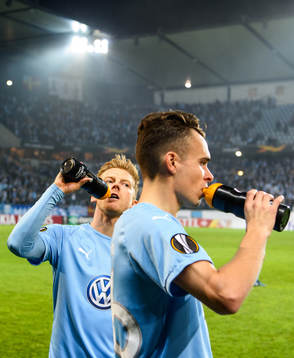 Anders Christiansen and Andreas Vindheim of Malmö FF prior