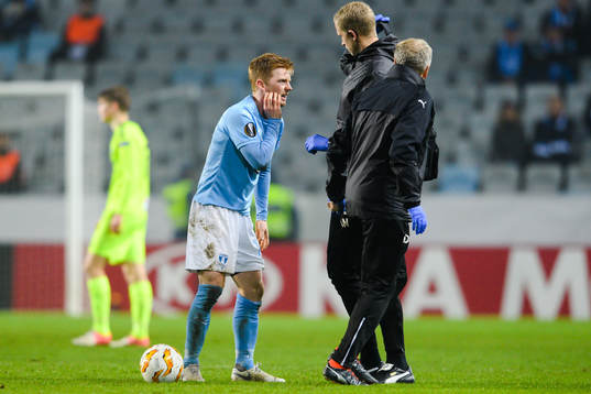 Anders Christiansen of Malmö FF is in pain