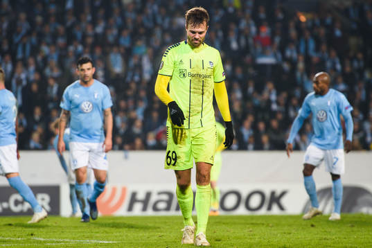 Patrick Mortensen of Sarpsborg 08 looks dejected