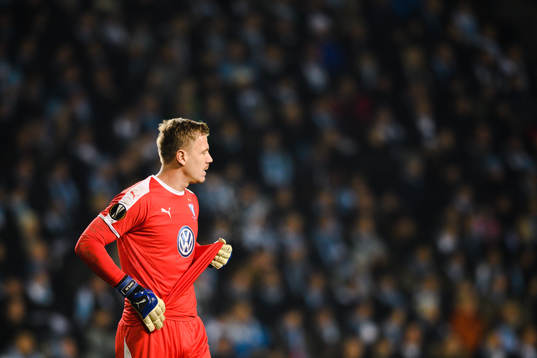 Goalkeeper Johan Dahlin of Malmö FF looks dejected