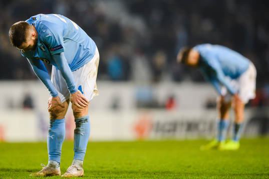 Lasse Nielsen of Malmö FF looks dejected