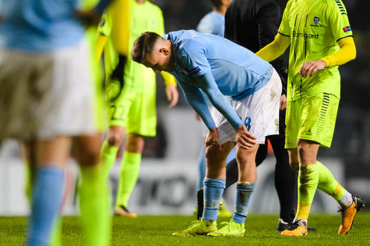 Arnór Ingvi Traustason of Malmö FF looks dejected
