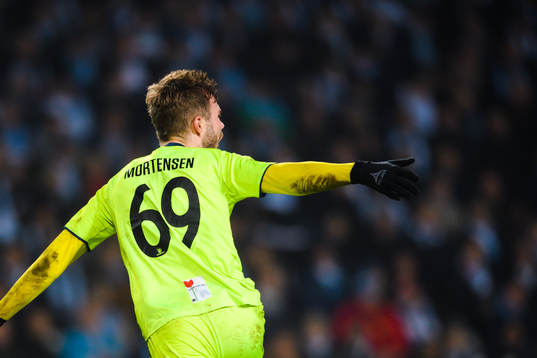 Patrick Mortensen of Sarpsborg 08 celebrates
