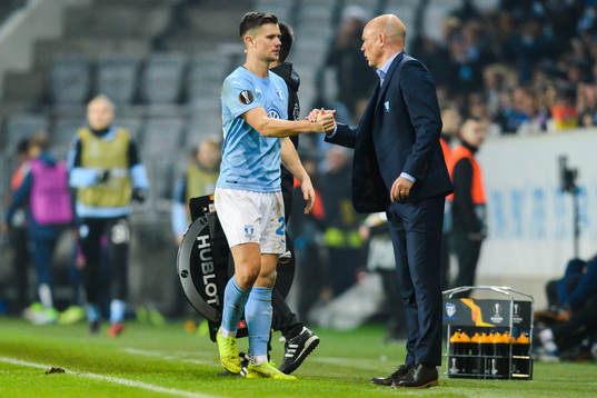 Marcus Antonsson and head coach Uwe Rösler of Malmö FF