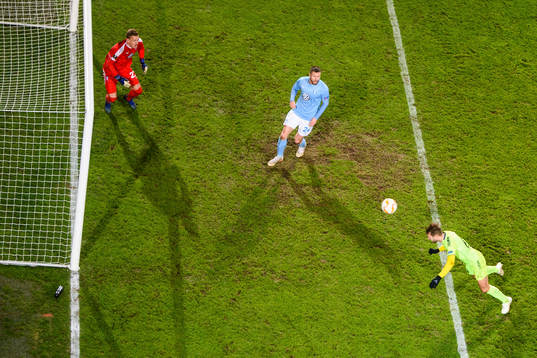 Patrick Mortensen of Sarpsborg 08 scores the 0-1 goal