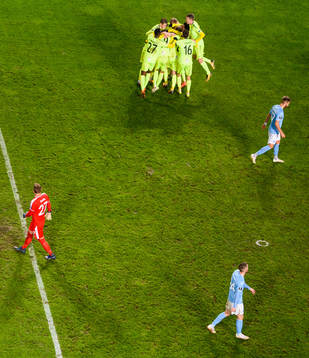 The players of Sarpsborg 08 celebrates with Patrick