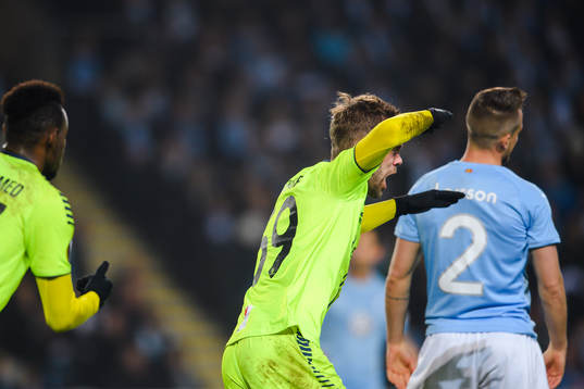 Patrick Mortensen of Sarpsborg 08 celebrates