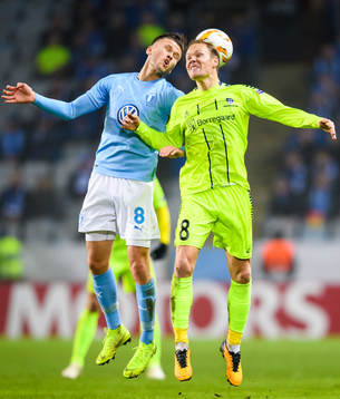 Arnór Ingvi Traustason of Malmö FF in action with Matti