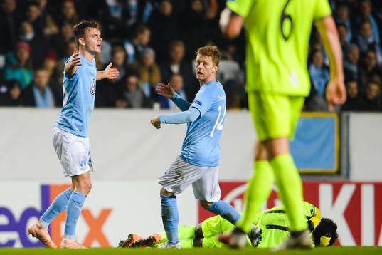 Andreas Vindheim of Malmö FF reacts