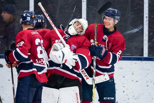 Helsingborgs målvakt Daniel Wahlberg och Ludvig Nilsson