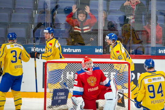 during the Ice Hockey, Euro Hockey Tour game Sweden -