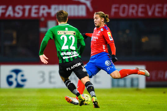 Helsingborgs Charlie Weberg och Varbergs Joel Palmquist