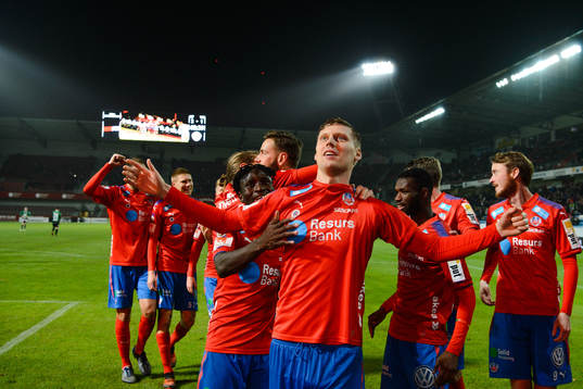 Helsingborgs Andri Runar Bjarnason  jublar
