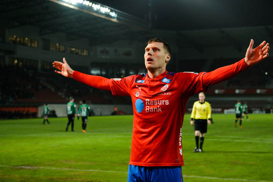 Helsingborgs Andri Runar Bjarnason  jublar