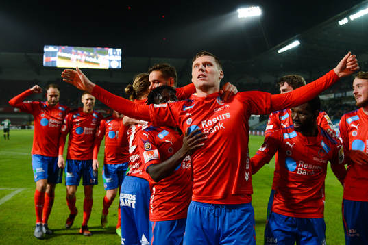 Helsingborgs Andri Runar Bjarnason  jublar