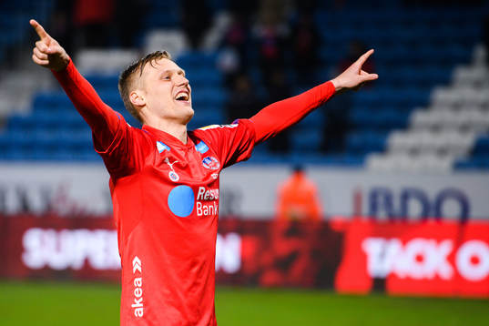 Helsingborgs Andri Runar Bjarnason  jublar