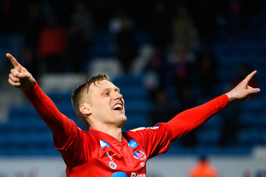 Helsingborgs Andri Runar Bjarnason jublar