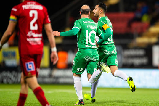 Hammarbys Kennedy Bakircioglu och Jiloan Hamad jublar