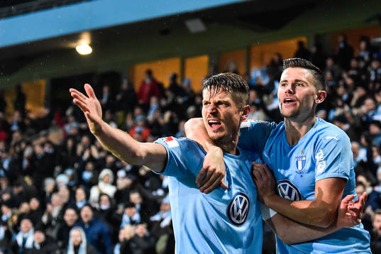 Malmö FFs Markus Rosenberg och Marcus Antonsson jublar