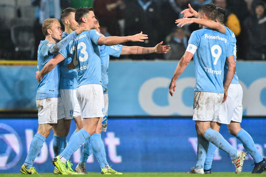 Malmö FFs Marcus Antonsson och Markus Rosenberg jublar med
