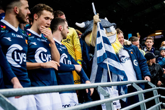 Bjarne Berntsen, head coach of Viking, celebrates with the