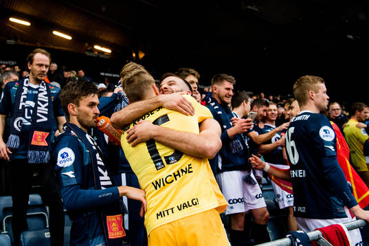 Goalkeeper Amund Wichne and Zlatko Tripic of Viking
