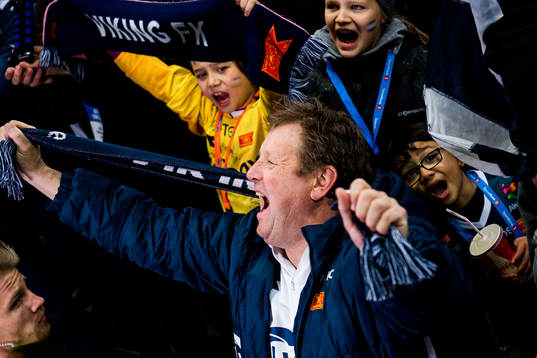Bjarne Berntsen, head coach of Viking, celebrates with the
